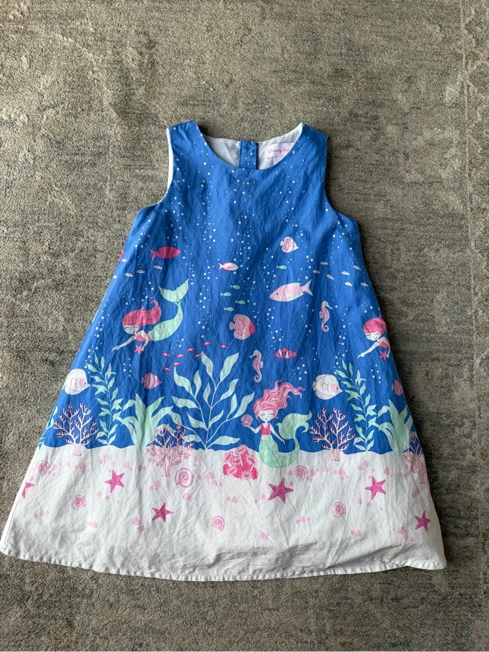 Tommy Bahama Girls' Blue Mermaid Print A-Line Dress 3T Lined